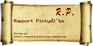 Rapport Pintyőke névjegykártya